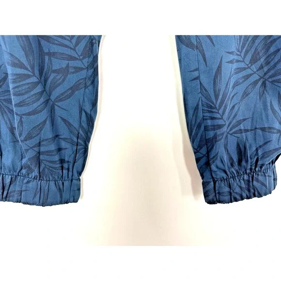 Orvis Size L Ankle Pants Blue w/ Black Leaf Pattern Elastic Waist & Ankles - Picture 3 of 5